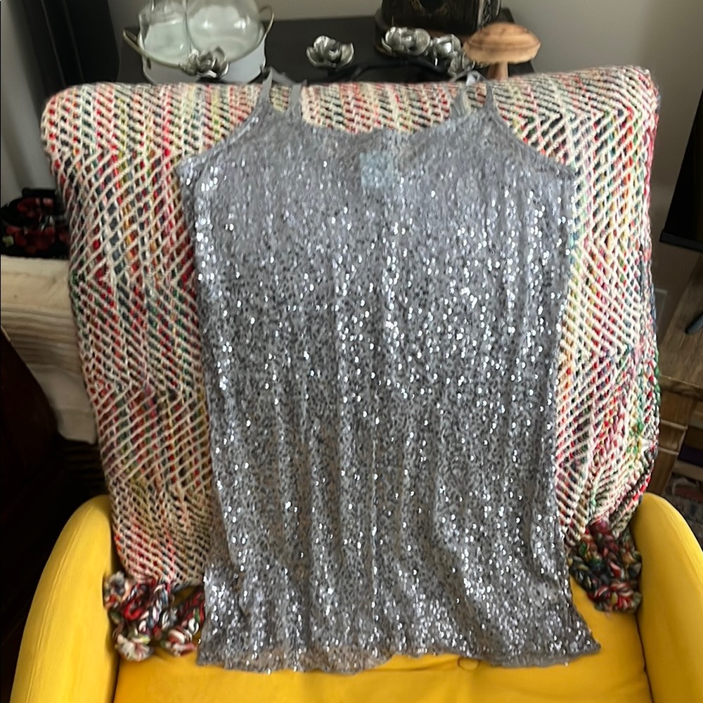 h.i.p. Sparkling Silver Sequin Top